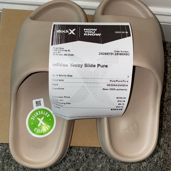 Yeezy | Shoes | Yeezy Slides Pure Colorway Size 7 Men 8 Women Stockx  Verified New In Box | Poshmark